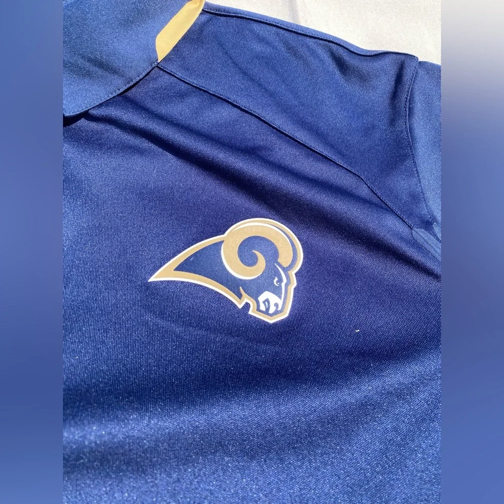 Nike x NFL Blue Gold St.Louis Rams Dri-Fit Short Sleeve Polo Shirt XL - Picture 4 of 11